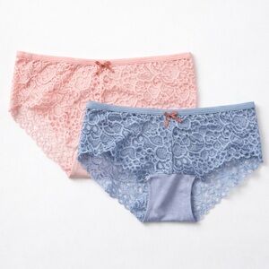 NWT INTIMATELY WALLFLOWER LACE HIPSTER PANTIES 2 PACK BLUE PINK SMALL